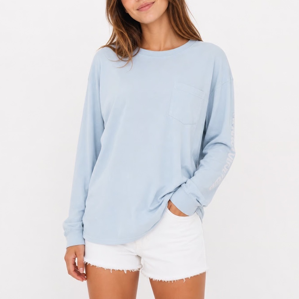 Tractor Supply Co Women's XL Light Blue Long Sleeve T-Shirt Graphic Sleeve